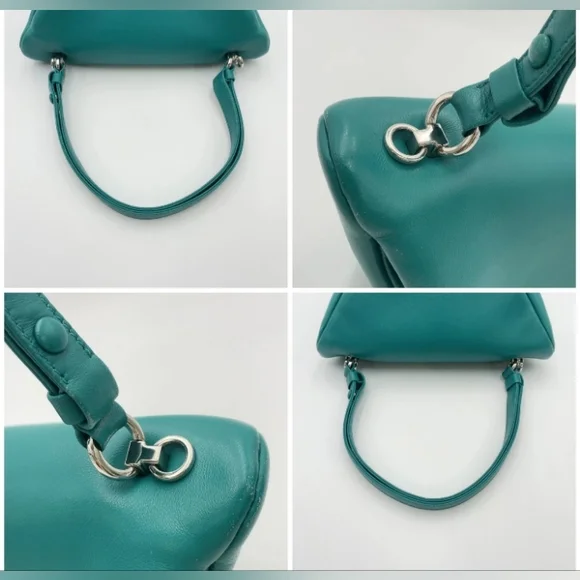 SALE! Prada Triangle Pavone Green Nappa Leather 2 Way Bag W/DB & Strap - Picture 7 of 16